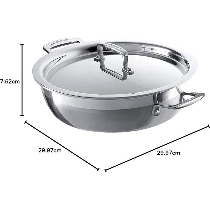 Сковорода 3Ply с двумя ручками, 30 см Le Creuset