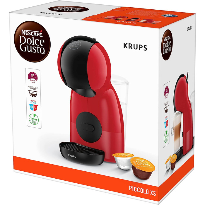 Капсульная кофемашина 0,8 л 1500 Вт, красная Nescafé Dolce Gusto Piccolo XS Krups