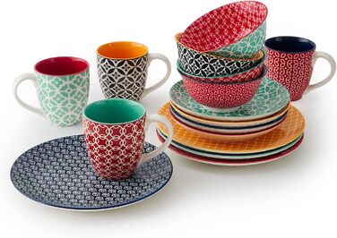 Набор керамической посуды на 4 персоны 16 предметов Multicoloured DOWAN