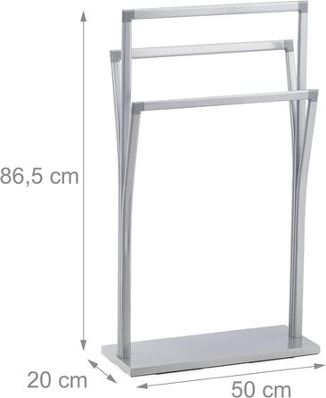 Вешалка для полотенец с 3 перекладинами 86,5 x 50 x 20 см Silver Relaxdays