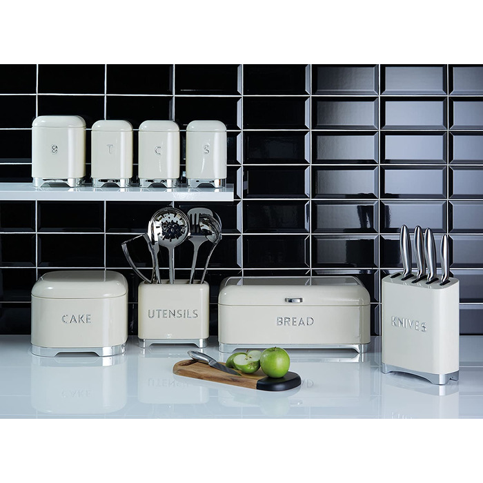 Набор KitchenCraft Lovello Collection 5 ножей из нержавеющей стали, с подставкой ванильного цвета