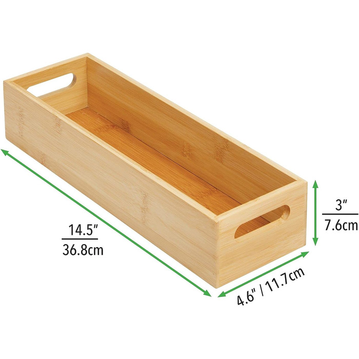 Набор ящиков для хранения 2 предмета 14,5 х 4,6 х 3 см, бамбук mDesign