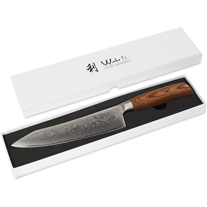 Профессиональный поварской нож из настоящей дамасской стали 20 см Wakoli EDIB Pro Kiritsuke