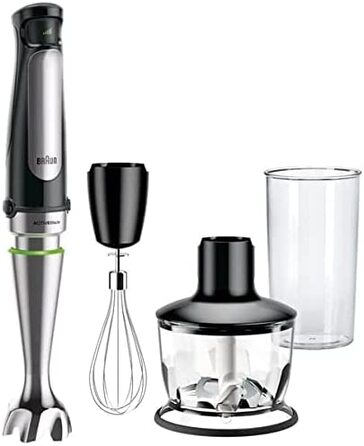 Ручной блендер Braun MultiQuick 7 MQ 7035X / 1000 Вт / 3 предмета / измельчитель 500 мл / стакан 600 мл / нержавеющая сталь