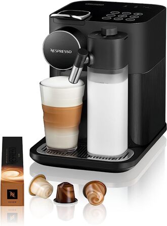 Кофемашина 1400 Вт с насадкой для вспенивания молока, черная Nespresso Gran Lattissima De'Longhi