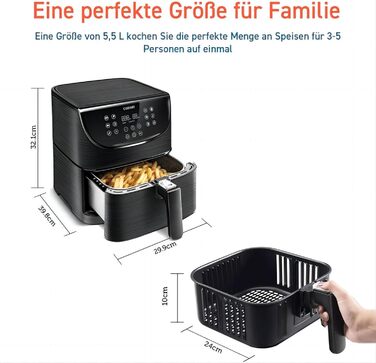 Фритюрница многофункциональная 5,5 л 1700 Вт Hot Air Fryer XXL COSORI