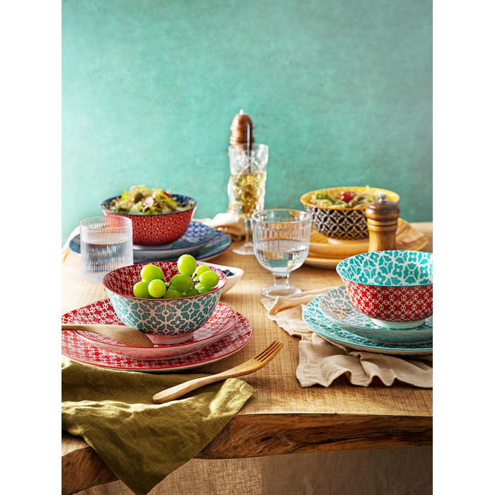 Набор керамической посуды 12 предметов Colourful Flowers DOWAN