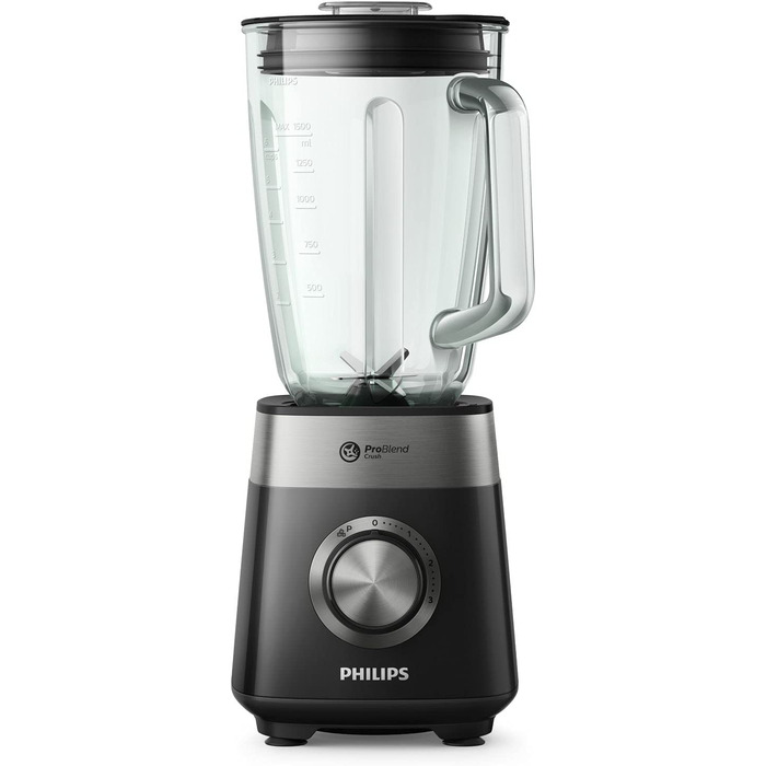 Настольный блендер Philips с технологией ProBlend Crush / 800 Вт / стеклянный контейнер 2 л /  3 скорости