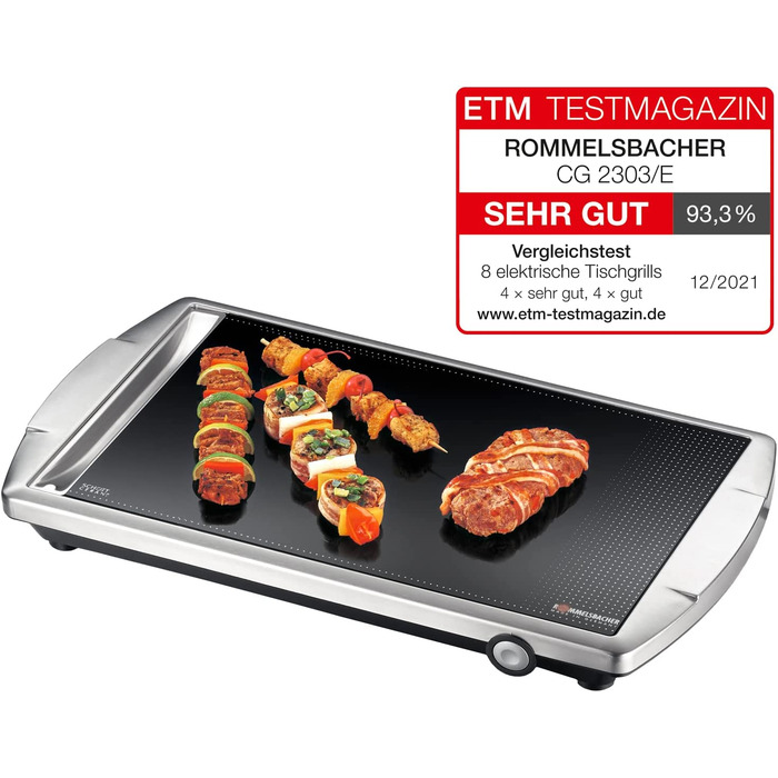 Керамический гриль ROMMELSBACHER CG 2303/E / 2000 Вт / температура до 380 °C / корпус из нержавеющей стали