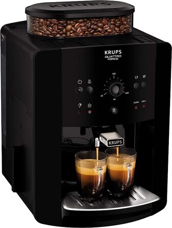 Кофемашина на 2 чашки 1450 Вт, с кофемолкой, черная Arabica Picto Quattro Force EA8110 Krups